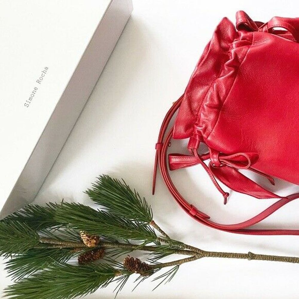 Simone Rocha Red Bucket Bag Drawstring Purse - Picture 7 of 7